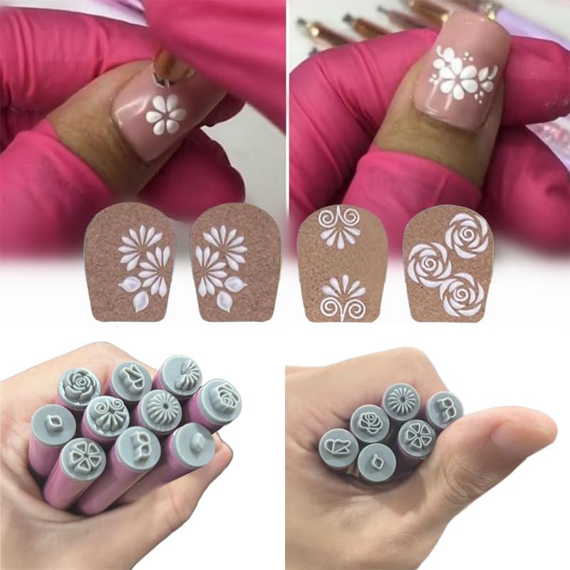 סט עטי חותם לציפורניים קישוטים לאמנות גרפיטי על ציפורניים כלי חותמת לציפורניים סט יצירתי עיצוב רבגוניות נוחות