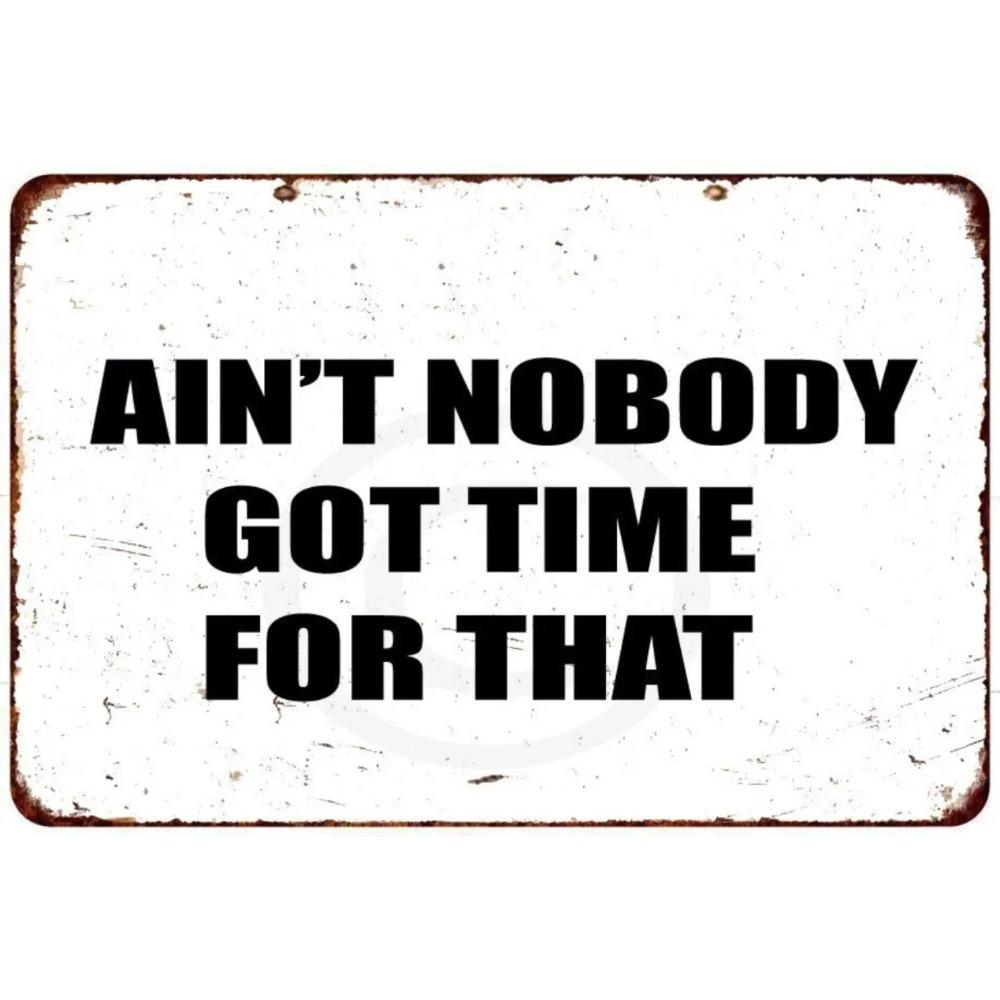 Vintage Aluminum Wall Art  Aint Nobody Got Time For That Funny Metal Sign 20x30cm