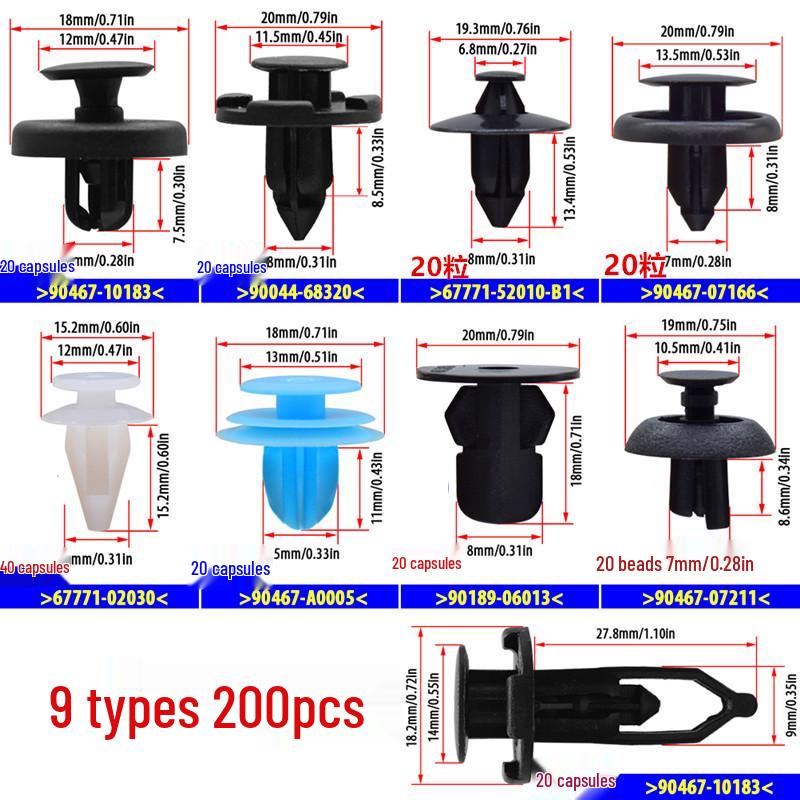 

Набор из 200 пластиковых пистонов для Toyota, Honda, Lexus - Пластиковые детали бампера и крыла 200pcs + Red Pry Bar