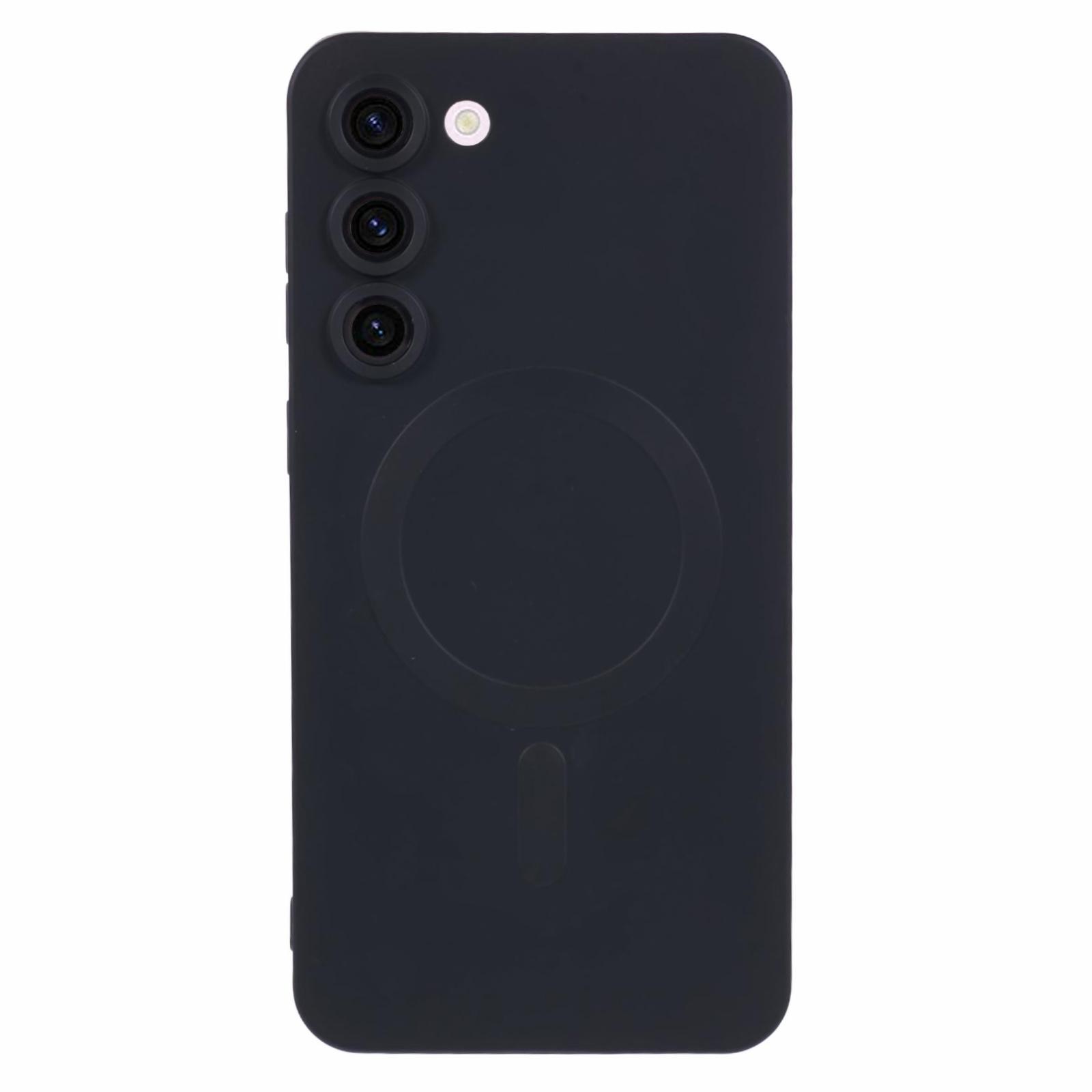 

Для Samsung Galaxy S23+ тонкий чехол из прорезиненного ТПУ с пленкой для объектива, совместимый с MagSafe Black