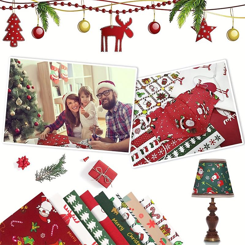8PC Cotton Craft Fabric Christmas Decoration Fabric Set Fat Quarter Fabric Bundles Quilting