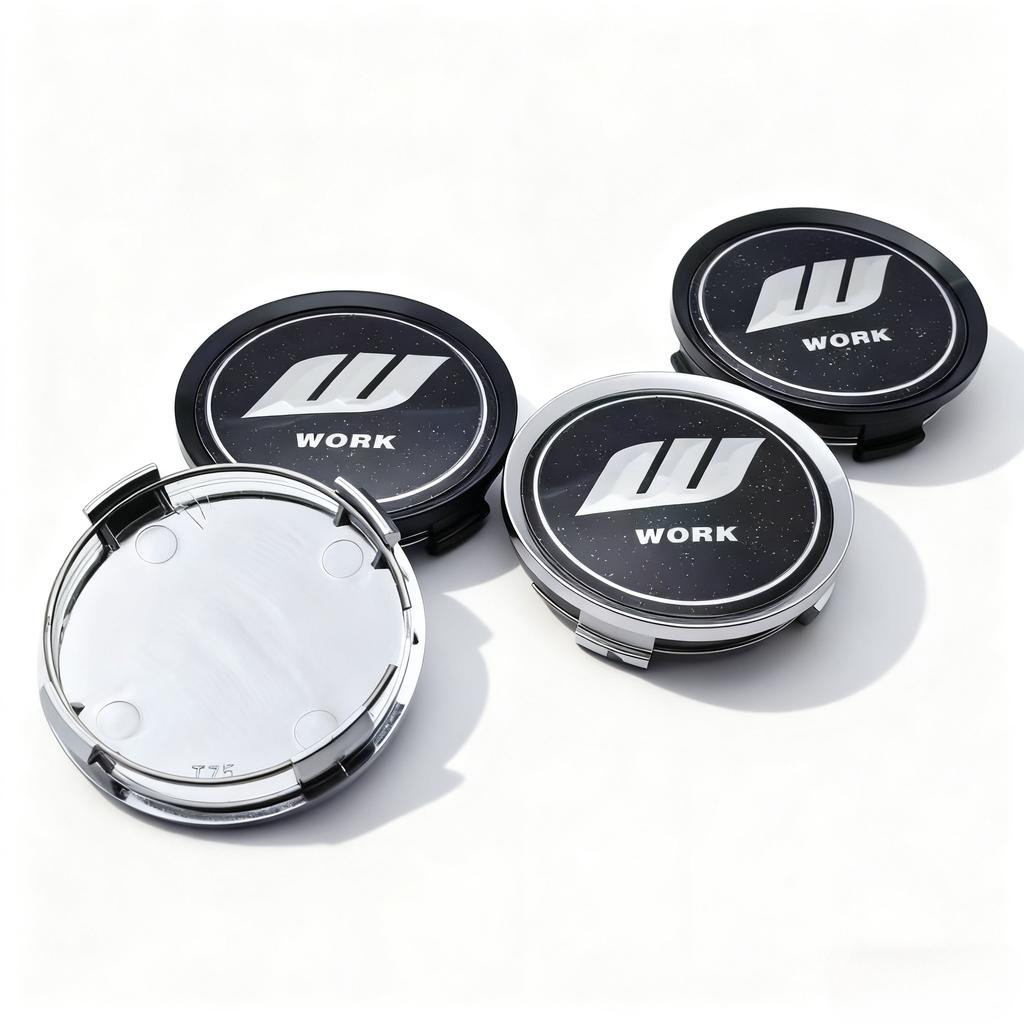 4pcs JDM W Work Logo Emblem Car Wheel Center Caps 74MM Clips 69MM Wheels Hub Dust Cap Rim Hubcaps Cover Replace Car Accessories