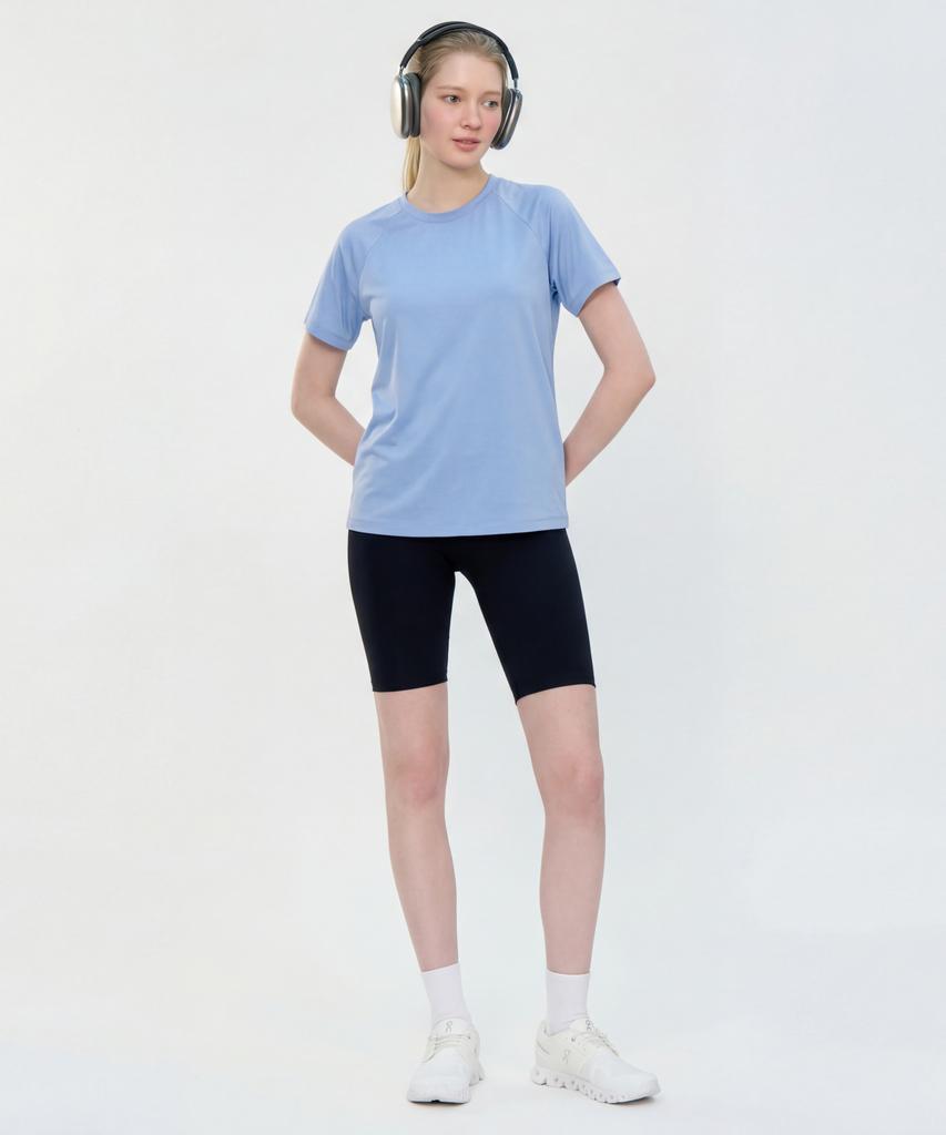 BASIC HOUSE Women'S Cool Breeze Raglan Round Short Sleeve T-Shirt Blue Lzts3223 (Type B)