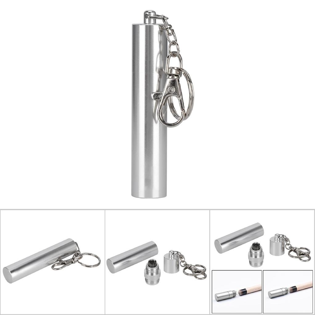 Portable Snooker Pool Cue Stick Pick Tip Shaper with Chain Metal Repair Tool AccessoriesSilver