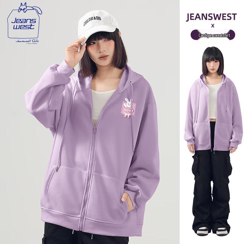 JEANSWEST CLUB Unisex Hooded Cardigan Sweatshirt