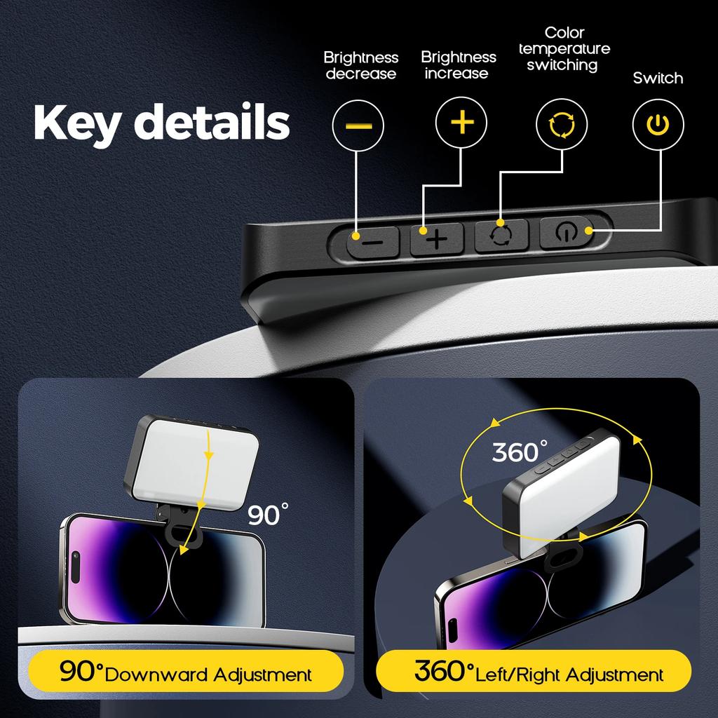 LED Selfie Light for iPhone Samsung iPad Mobile Phone Laptop Clip Ring Flash Fill Light Photo Video Photography Lamp