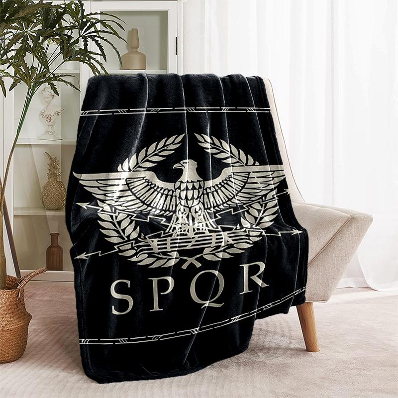 1pc Blanket SPQR Roman Eagle Print Design, Lightweight Blanket for Sofa, Bed- Soft &Warm, Gift for All Seasons Like Christmas, Halloween