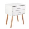 Stable Bedside Table with Two Drawers Floor Cabinet Bedroom Nightstand Storage Organizer