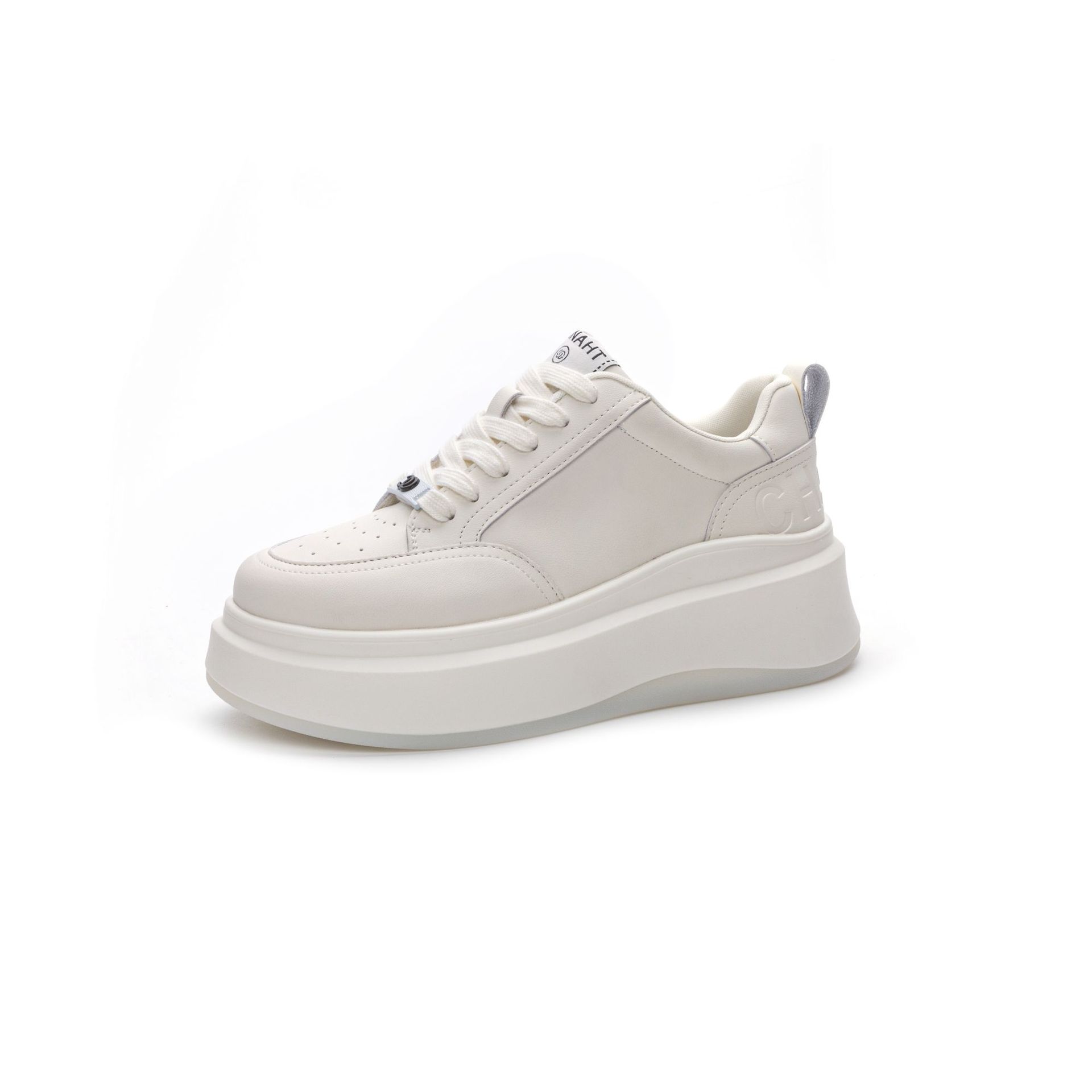 

Thick-soled versatile bread Xiaoxiangfeng board shoes, new leather little white shoes in the spring of 25 years, women s sports and leisure height-i 35