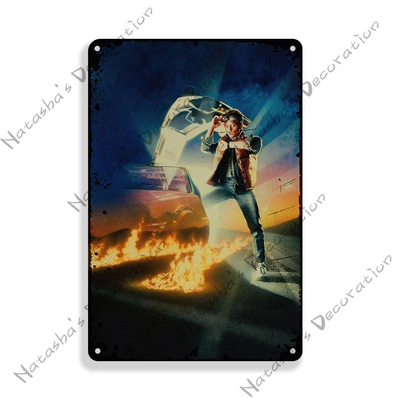 Filmaffisch Tillbaka till framtiden Metallskylt Sci-Fi Komedi Metallskylt Rostig Dekorativ Skylt Hembars Pub Café Industriell Dekor