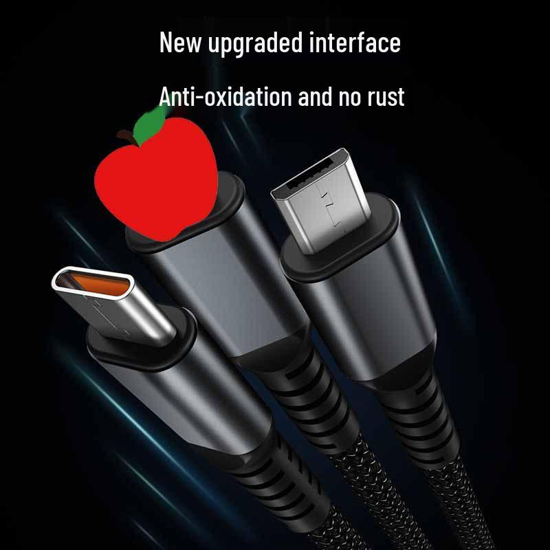 100W Transparent 3-in-1 Fast Charging Cable for Apple, Huawei, and Type-C Devices, 6A Super Speed