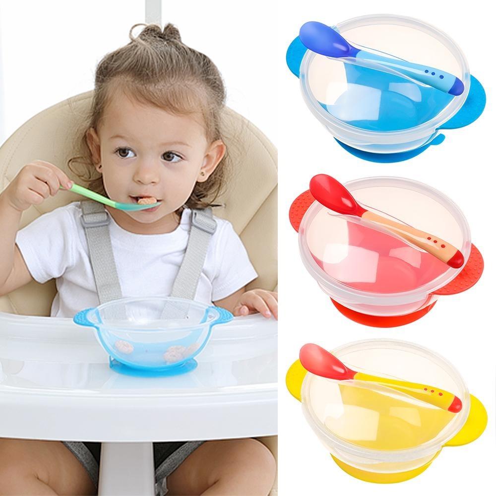 Baby Feeding Training Bowl Spoon with Suction Cup Tableware Set New Dinner Bowl  Baby