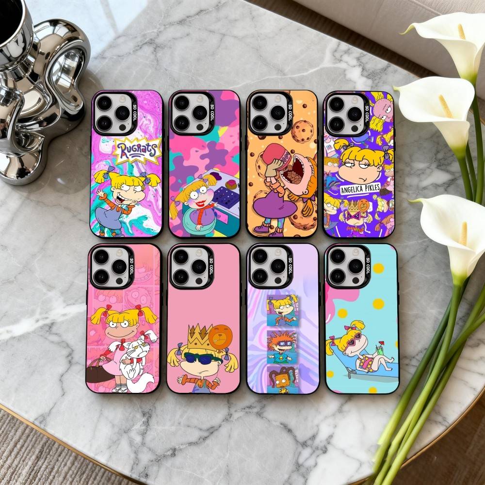 R-Rugrat-T C-Chuckie A-Angelica Phone Case For iPhone17,16,15,14,13,12,11 Plus,Pro Max Black Candy silver phone case