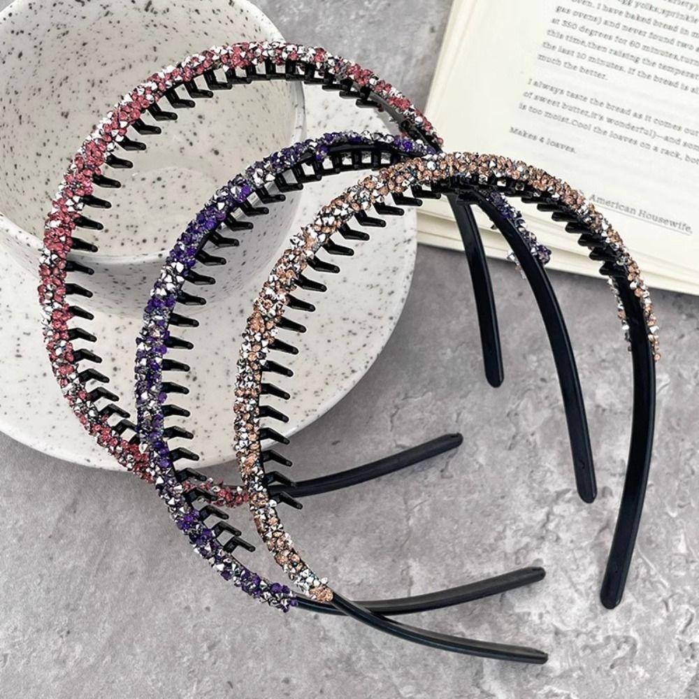With Toothed Thin Hairband Shiny Hair Hoop Sweet Rhinestone Headband  Face Wash