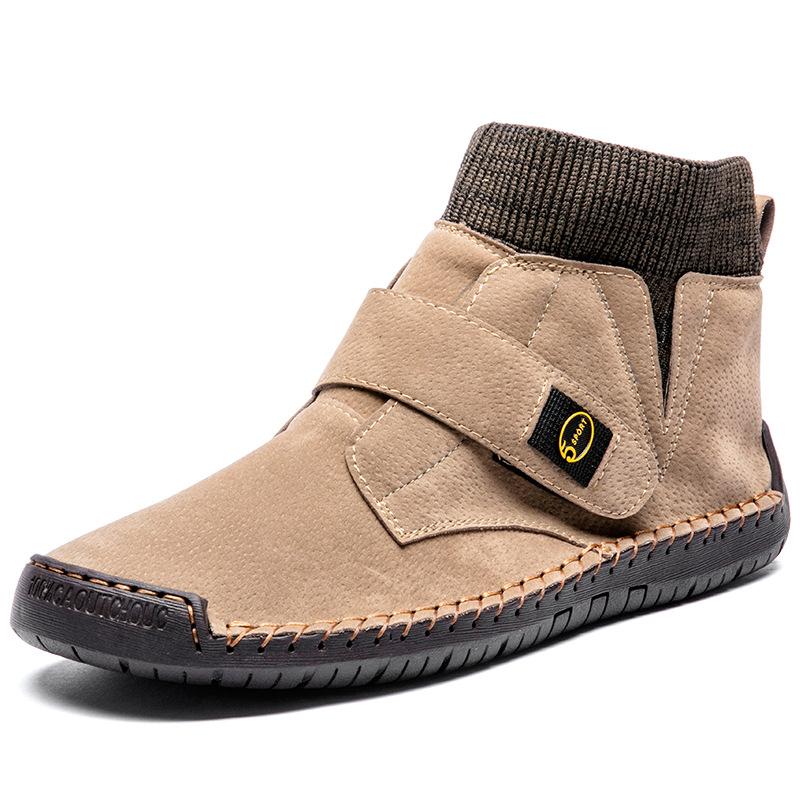 

Весенне-осенние новые мужские ботинки средней высоты, ретро короткие ботинки ручной работы на липучке, мужские ботинки большого размера, обувь высокого качества, мужская 48 хаки