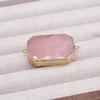 Rose Quartz Pendant Connector (25×43mm) - Premium Natural Crystal Charm for DIY Necklace Handmade Jewelry Craft Accessories, Valentine's Day Bulk Gift