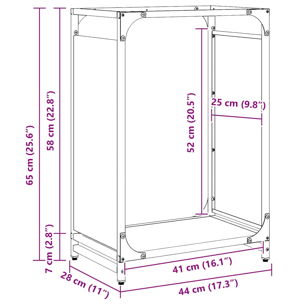 Firewood Rack White 44 X 28 X 65 Cm Cold Rolled Steel