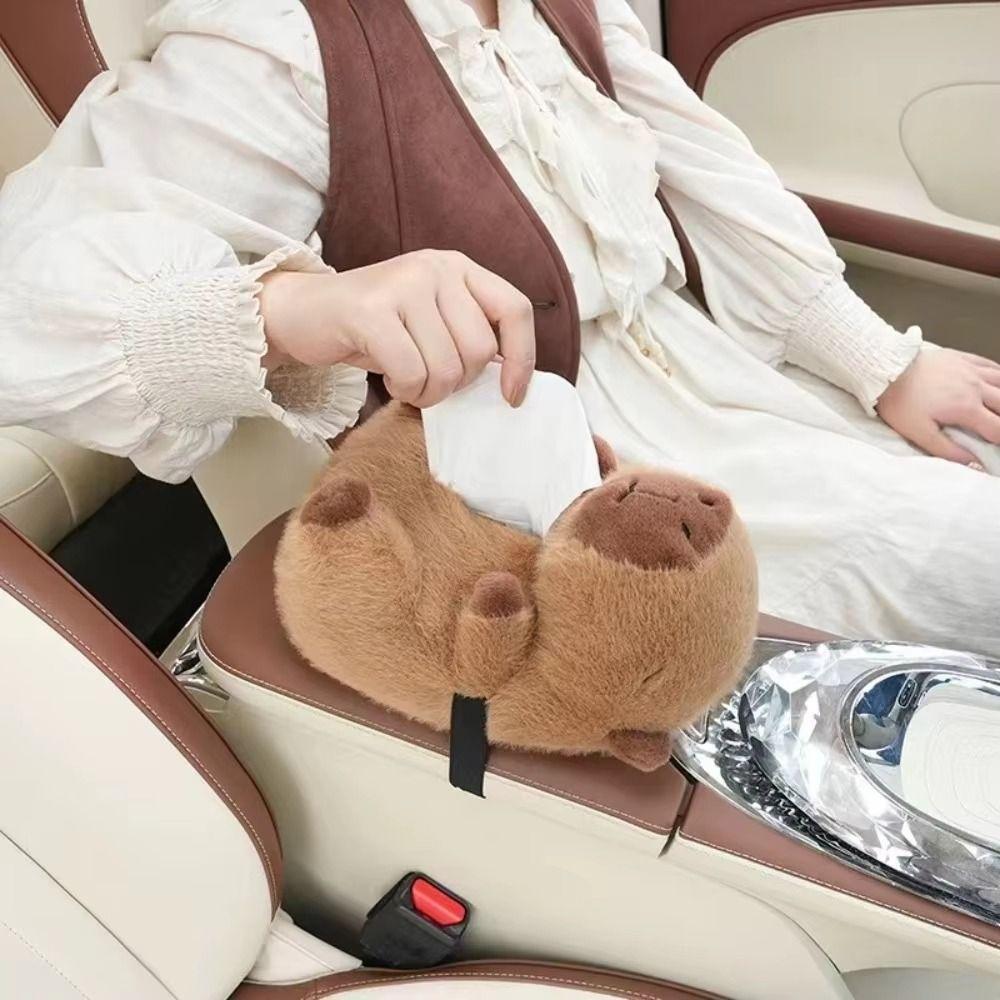 Capybara Car Tissue Box Cartoon Tissue Storage Bag Car Backseat Hanging Tissue Bag  Home Decor