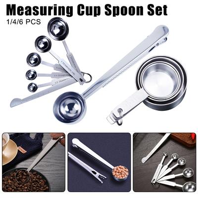 Stainless Steel Kitchen Gadget Measuring Cups and Spoons Set Baking Tools 1/4/6 PCS Coffee Measuring Spoon Kitchen Accessories Stackable