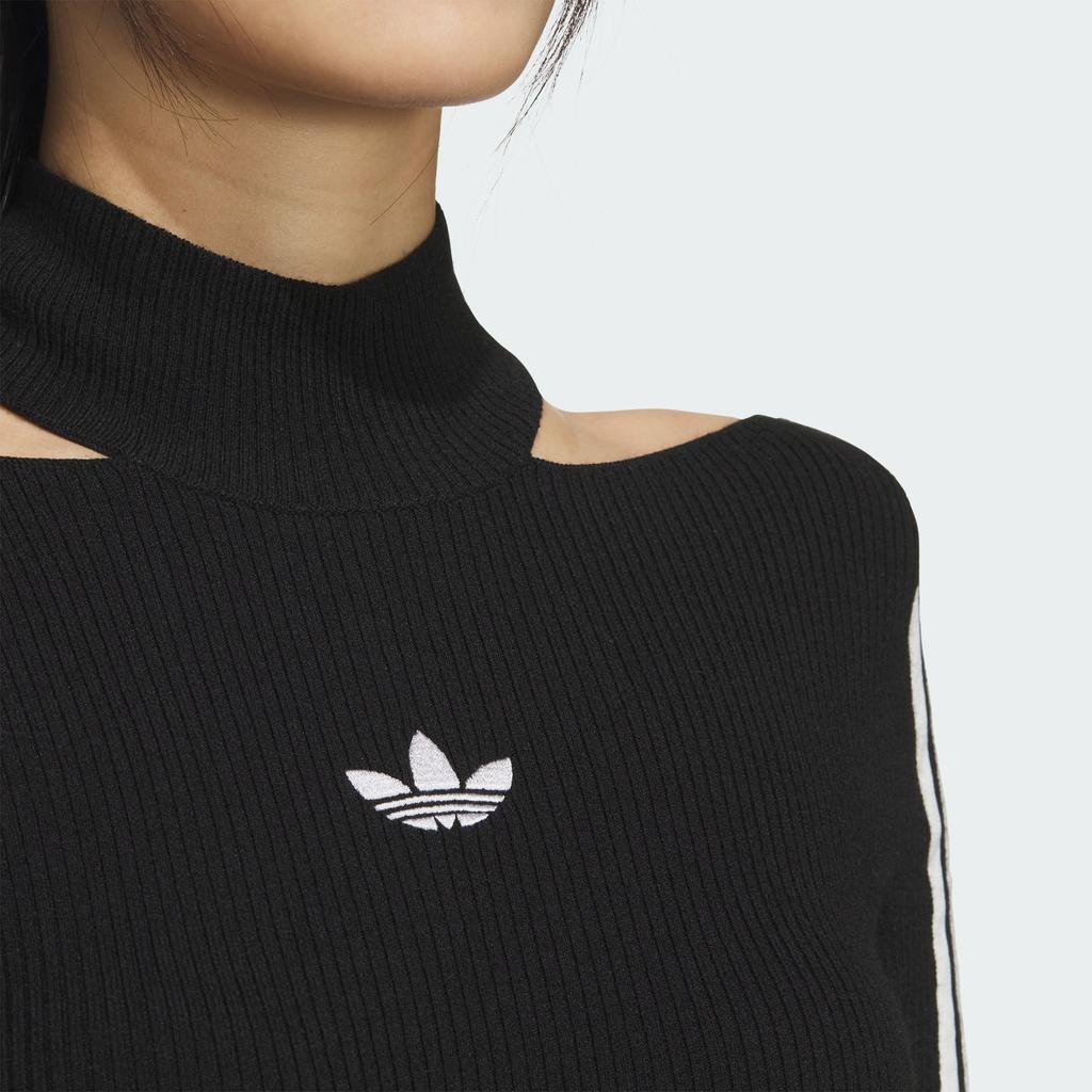 Adidas Originals Premium Knit High Collar Long Sleeve Sport Dress Women Dress Black JI7056
