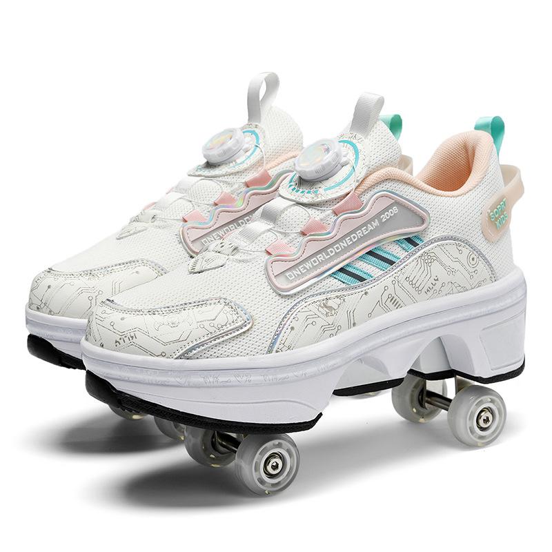 Kinder Rollschuhe Jungen Mädchen Lässig 4 Räder mit Bremsen Outdoor Laufschuhe Parkour Verformbar Abnehmbar Mode Skates