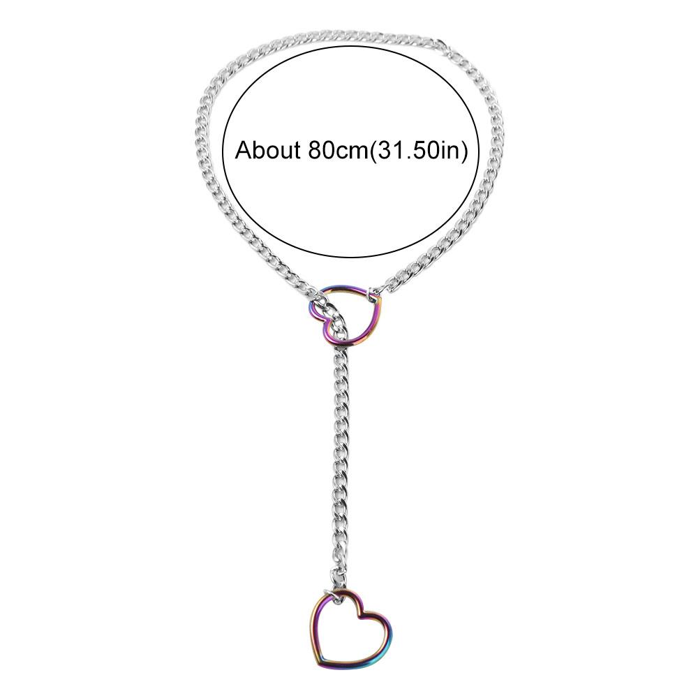 Adjustable Heart-shaped Necklace Stainless Steel O-ring Clavicle Chain  Party Wear