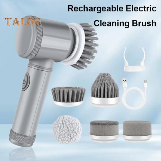 Elektrische Reinigungsbürste, kabellos, leistungsstark, 360-Grad-Drehschrubber, Reinigungsbürste für Küche, Bad, Böden, Fliesen, Möbel mit 5 Bürstenköpfen