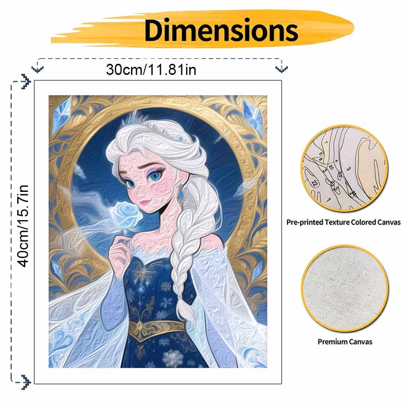 Disney digital oil painting art kit ice queen blue rose handmade diy home decorations