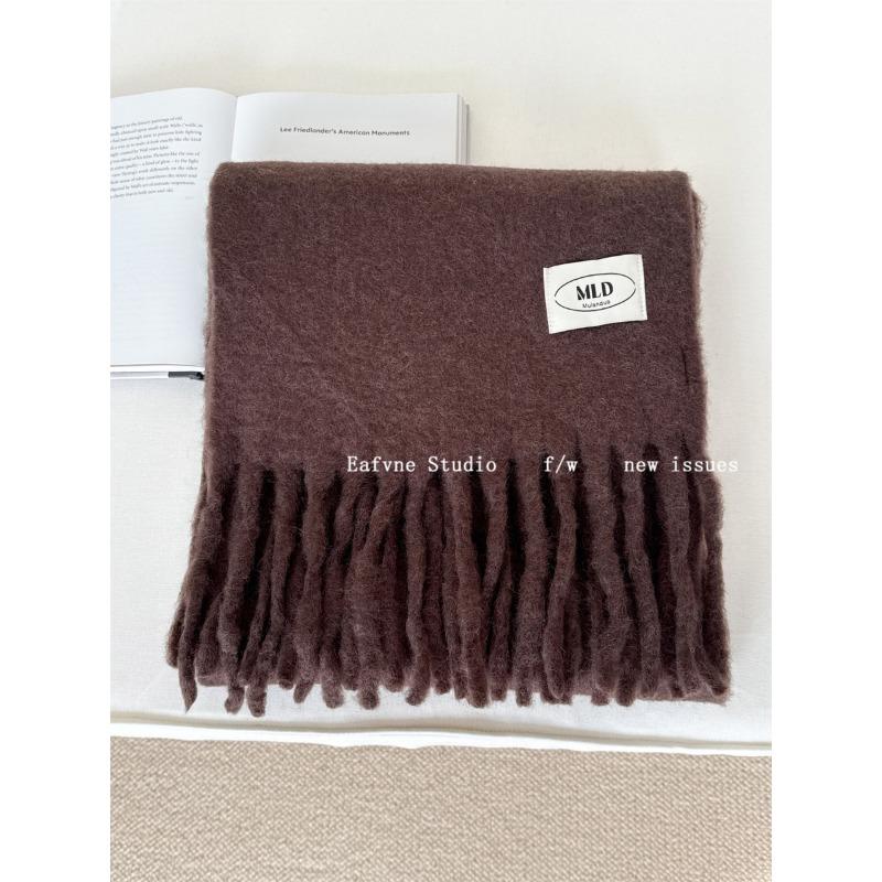 

Iceland Blue Simple Wool Solid Color Scarf Women s Autumn and Winter Warm Mohair Shawl White Scarf 218*37CM