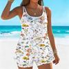 Women's Swimwear Tankini 2 Piece Swimsuit  Scattered Small Floral Fragments Pattern Vacation Bathing Suits