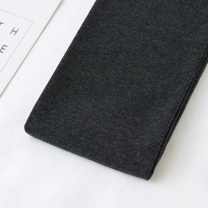 Grey Vertical Stripe High-Waisted Leggings for Women with Thin Fleece, Footed Tights, and Thickened Design for Autumn and Winter.