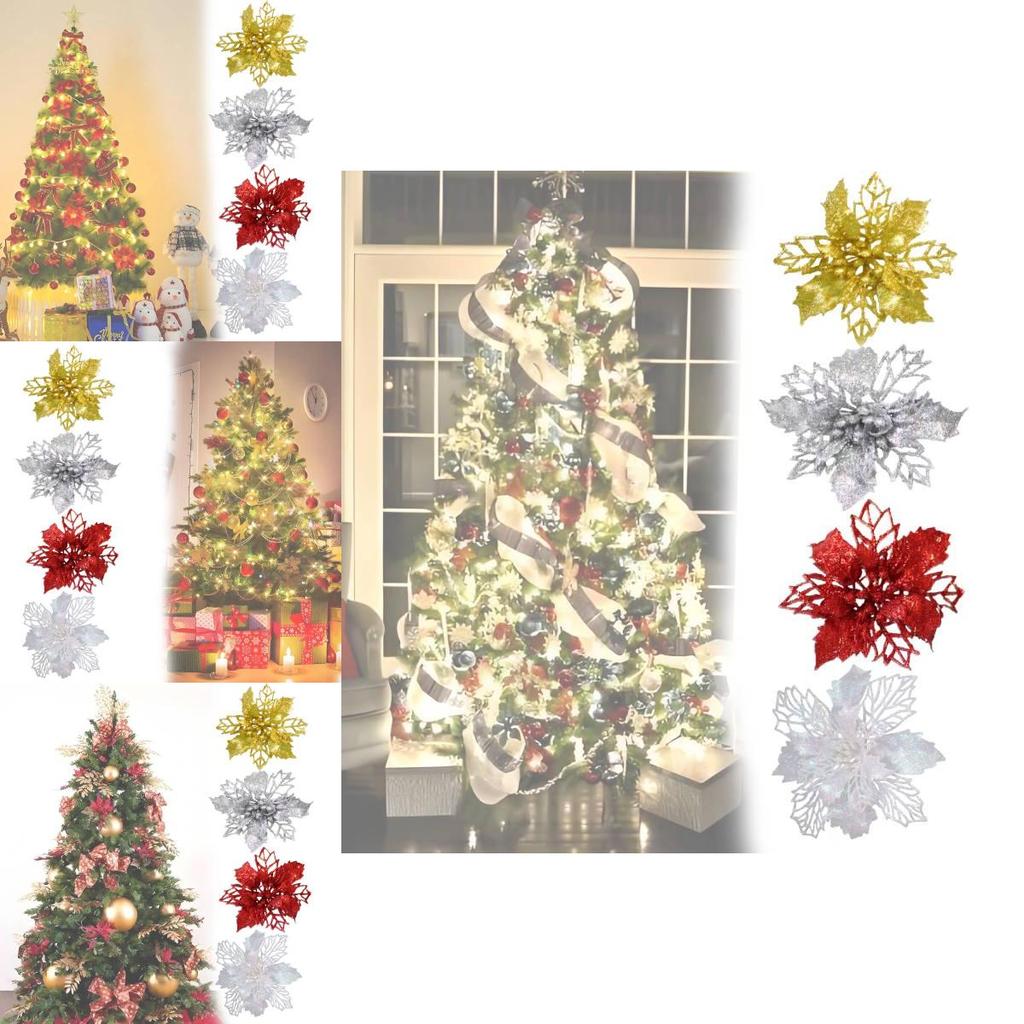 Eleganta Silver- och Guldjulblommor i Konstmaterial för Moderna Högtidsdekorationer