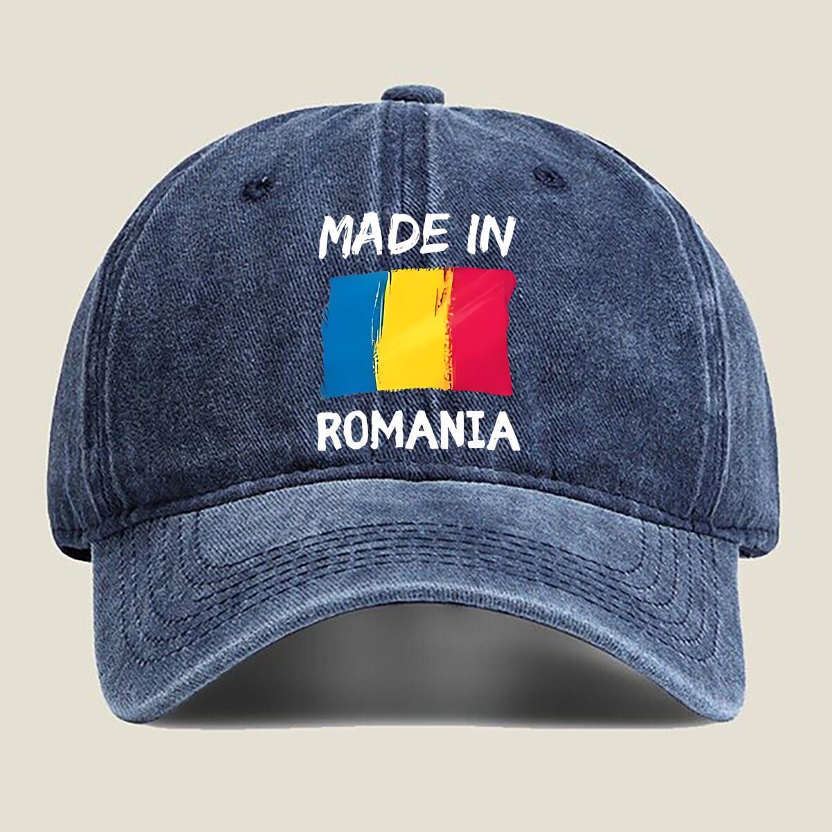 

Made in Romania Flag Fashion Washed Baseball Cap Hat Outdoor Activities One Size темно-синий
