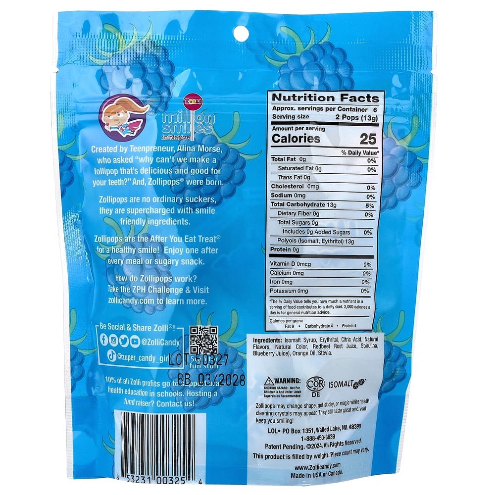 iHerb Jollipops Clean Teeth Pops Blue Raspberry 3.1oz