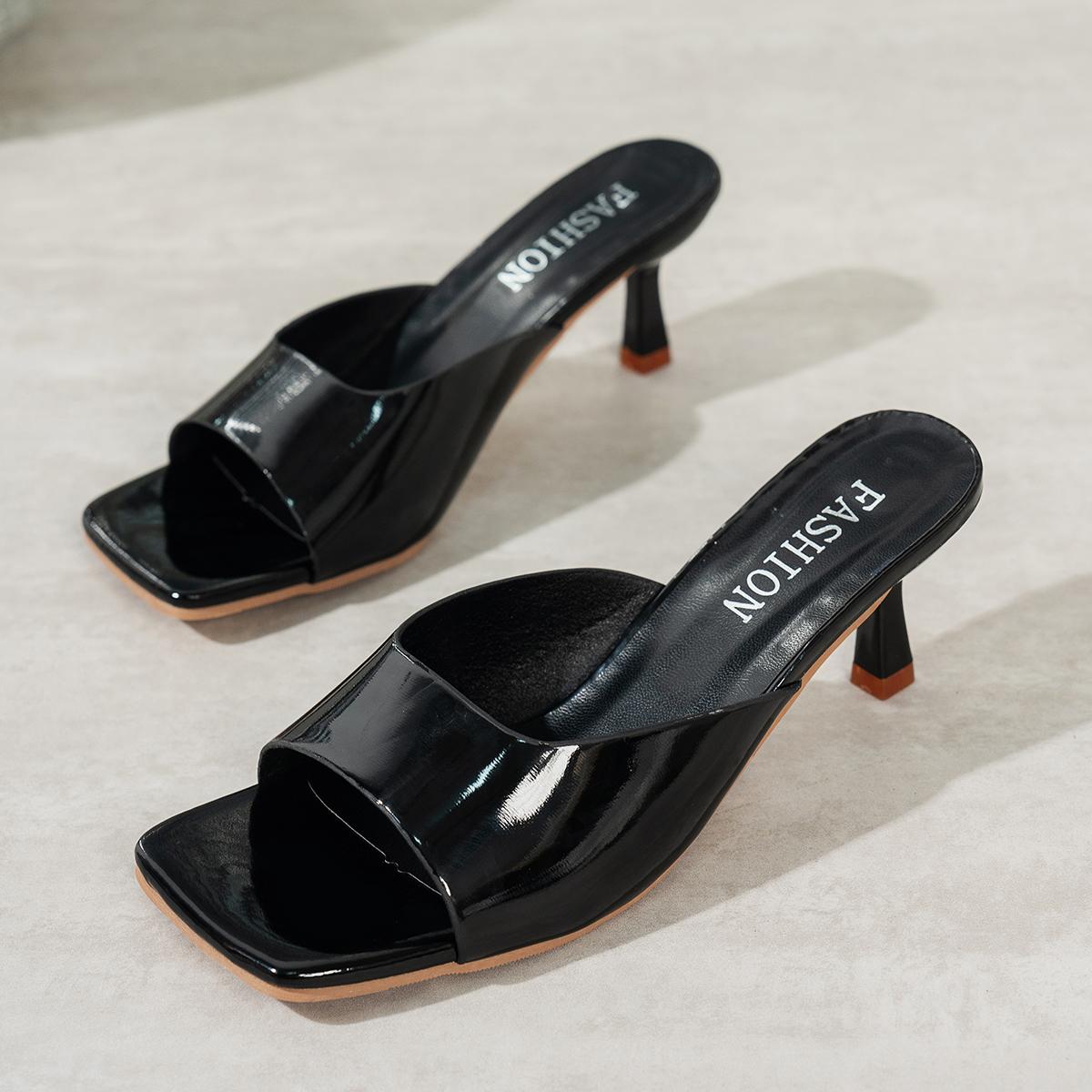 

Мода 2025 Женские босоножки на высоком каблуке Летняя новая мода Квадратный носок Открытый носок Женские Элегантные Повседневные Удобные Черные Босоножки на высоком каблуке 42 чёрный