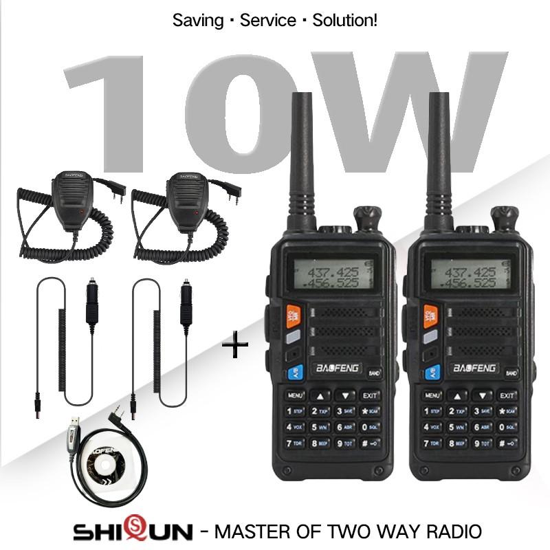 Baofeng Walkie Talkie 10W 2 STUKS UV-5R+Plus USB-oplader UHF VHF Dubbelband 10KM Lange Afstand Upgrade van UV-5R UV-10R Portofoon