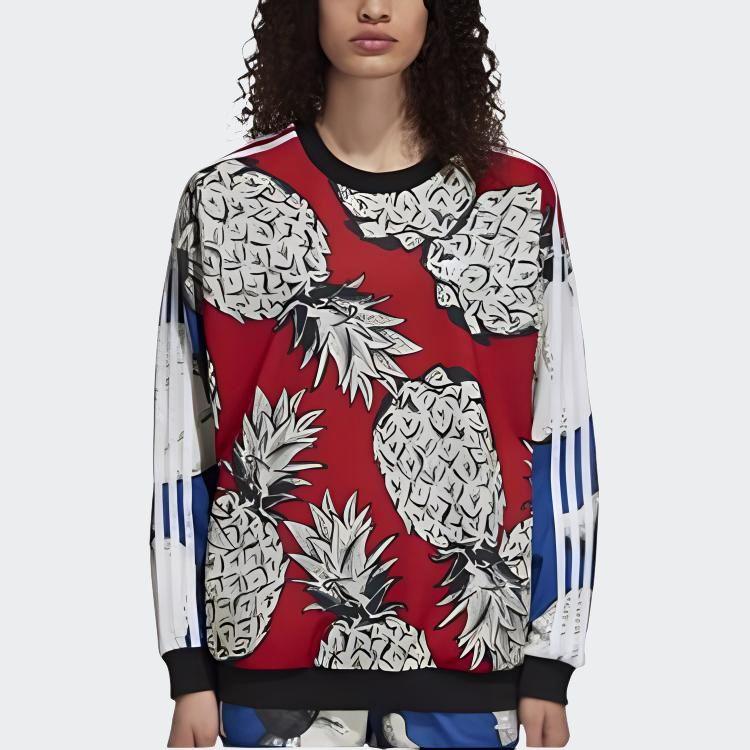 Adidas Originals Farm A Empresa Moletom Feminino Solto com Nervuras Macias Moletom Brilhante DH3054