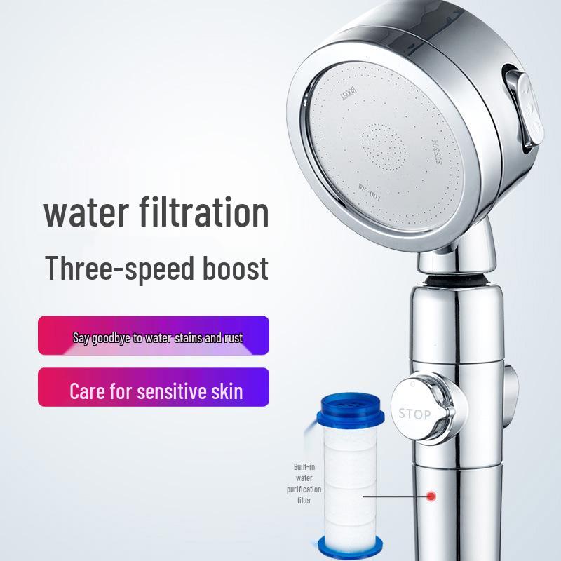 Triple-Mode Handheld Shower Head with Pressure Boost & Water Purification Filter