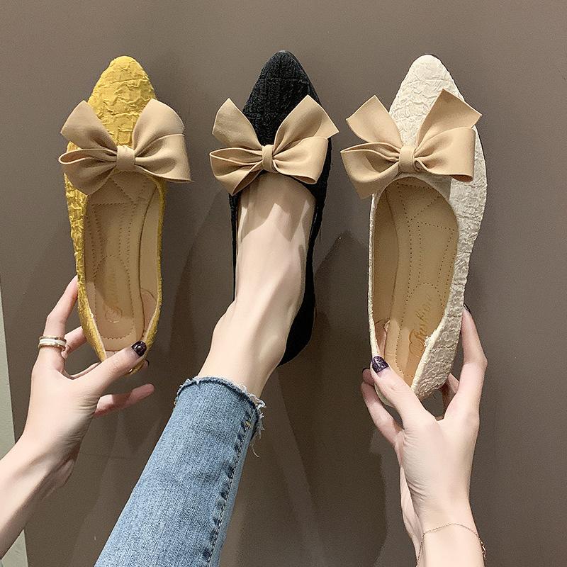 Mit Rock spitze einzelne Schuhe Damen Frühling und Sommer neu vielseitig Internet-Berühmtheit flache Schleife ein Pedal Doudou Schuhe