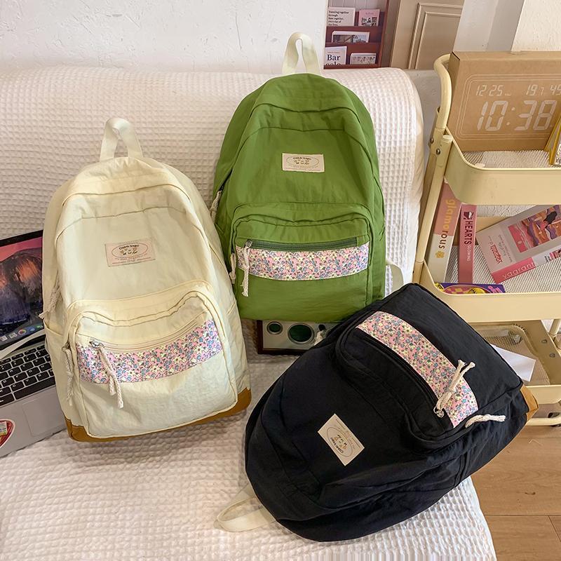 Рюкзак женский маленький цветочный лоскутный студенческий рюкзак большой емкости зелёный — фото 5