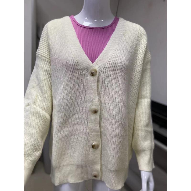 Svetr kardigan s výstřihem do V, jednobarevný, pletený, silný, hřejivý, měkký materiál, dámský svetr s dlouhým rukávem, jednořadé zapínání na knoflíky, na cesty, knoflíkový svetr, jednoduché pletené zboží, podzim