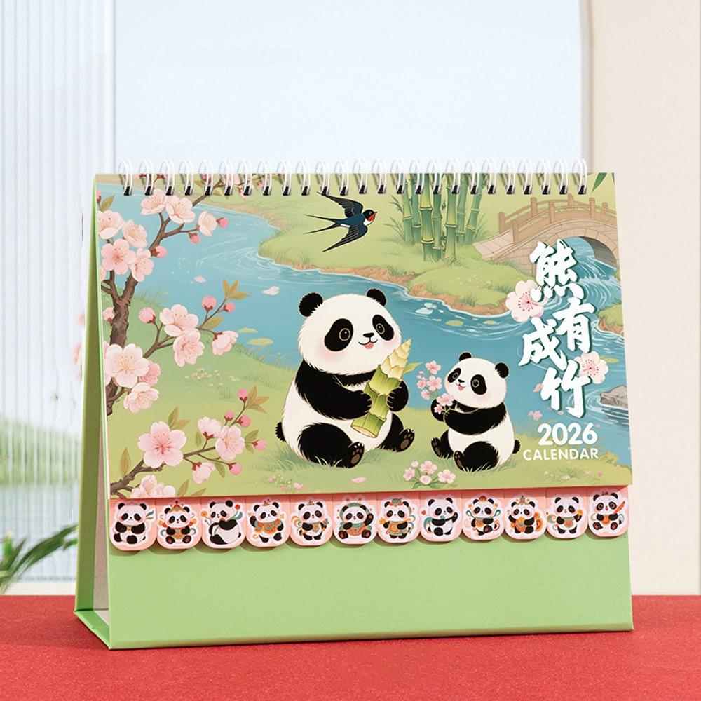 Chinese Style 2026 Desk Calendar Coil Binding Monthly Planner Schedule Planner  Desktop Decoration