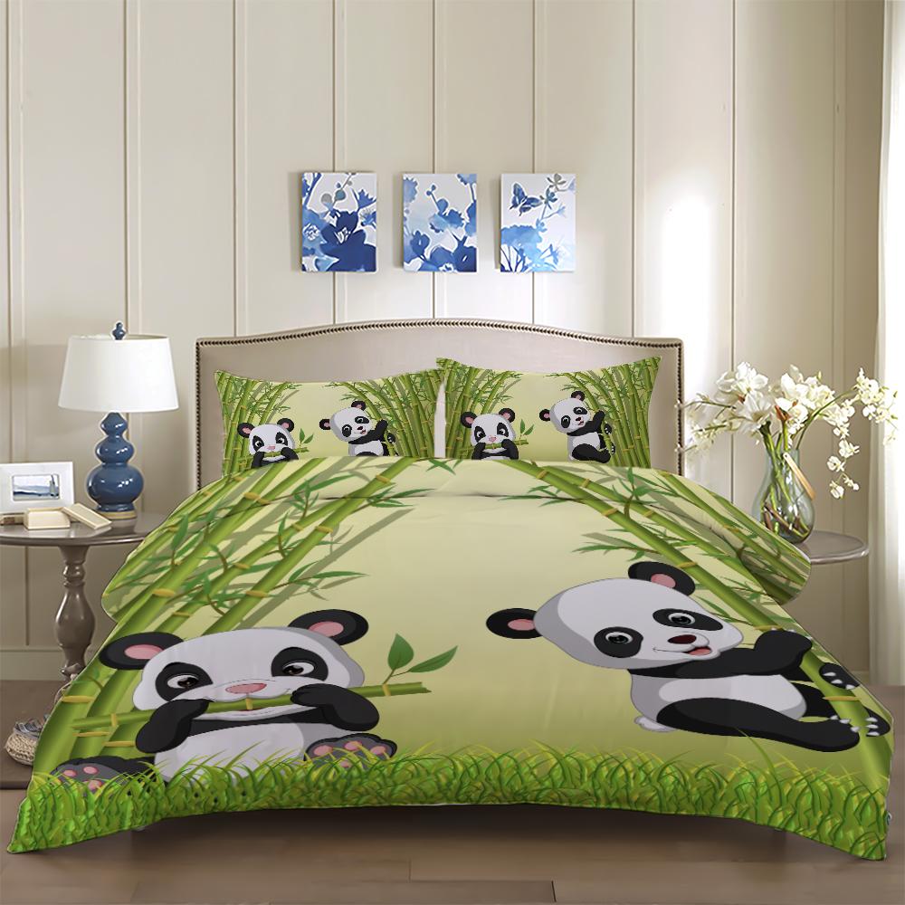 3D animal panda bed linen set nice single double bed cover set luxury bamboo queen king twin double bed clothing for adult