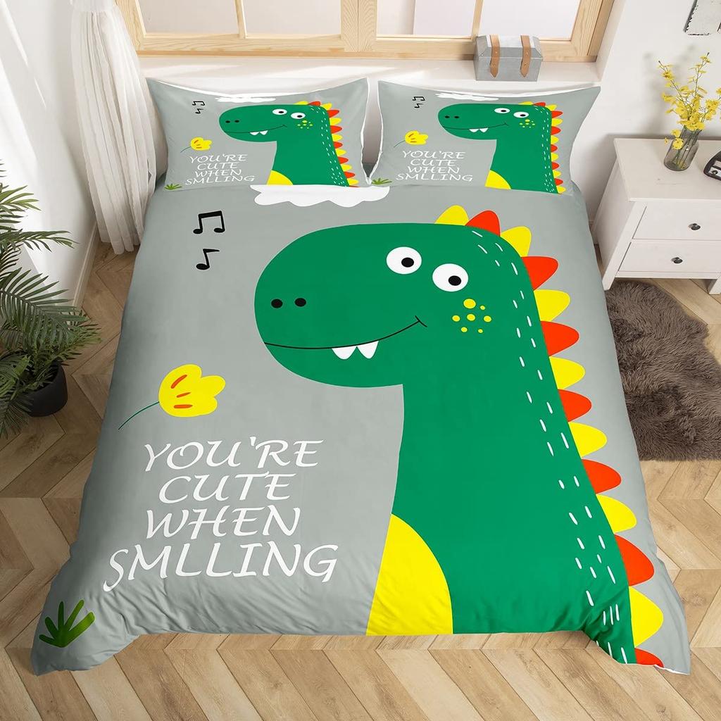 Comforter Dinosaur Boys Girls Cute Cartoon Wild Dino Bedding Set For Kids Jungle Animals Comforter Kawaii
