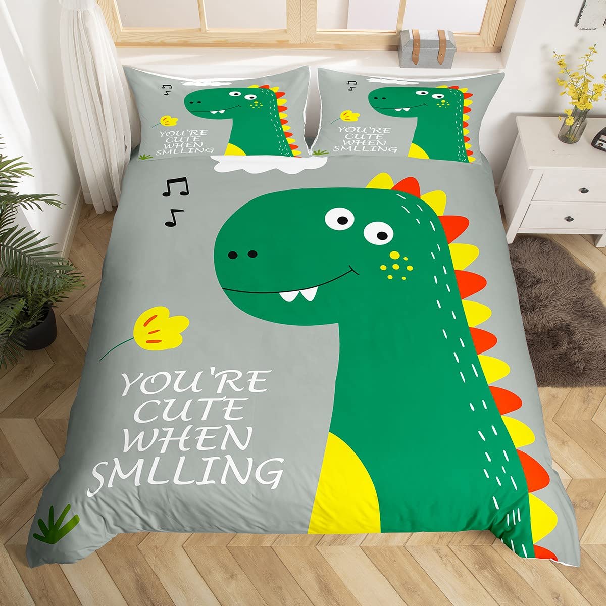 

Динозавр Підодіяльник Хлопчики Дівчата Милий мультфільм Дикий Дино Комплект постільної білизни для дітей Тварини джунглів Підодіяльник Каваї Підодіяльник 150x200cm 3pcs