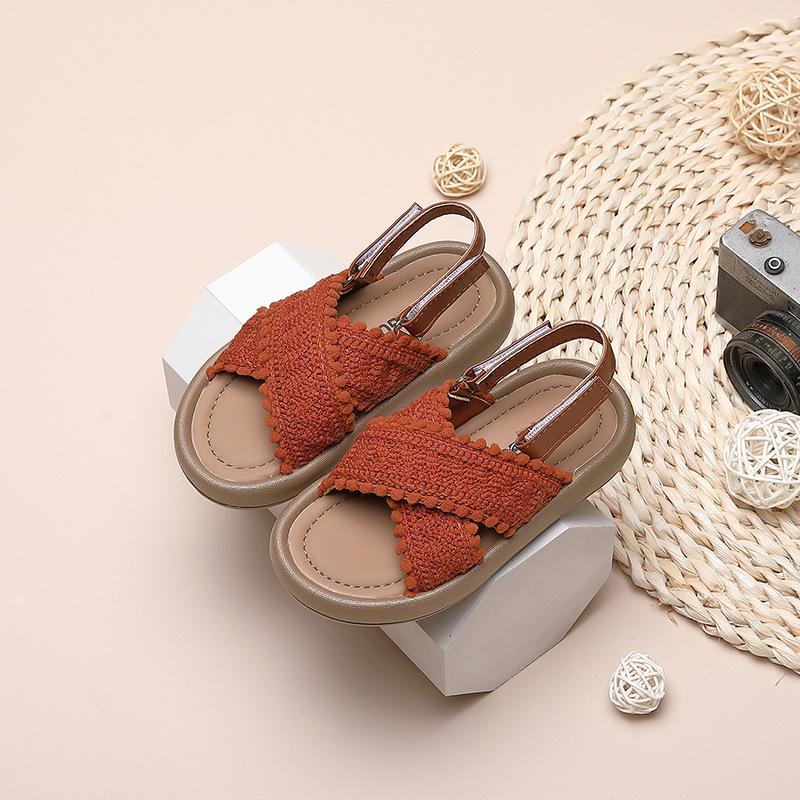 Girl Summer Sandals Classic Fashion Ethnic Style Kids Beach Sandals Fashion Open-toe Versatile Children Non-slip Causal Shoes
