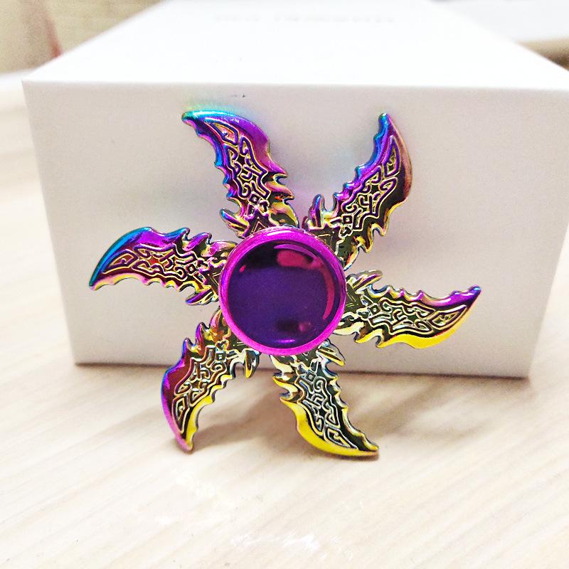 Colorful Zinc Alloy Fidget Spinner: Black Tech Stress-Relief Toy for Students and Kids.