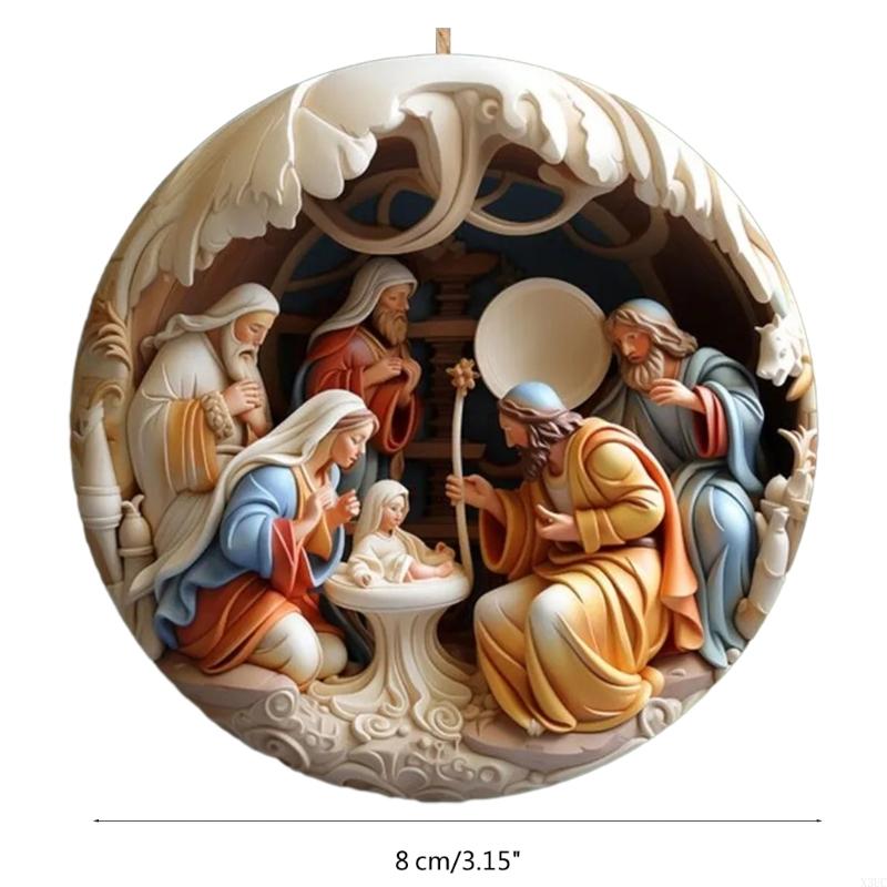 Nativity Scene Hanging Ornaments Christmas Decoration Wall Hanging Pendants X3UC