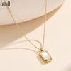 EFFIE QUEEN Stainless Steel 18k Gold White Shell Square Pendant Necklace Natural Jewelry for Women Wedding Party Banquet STMN11