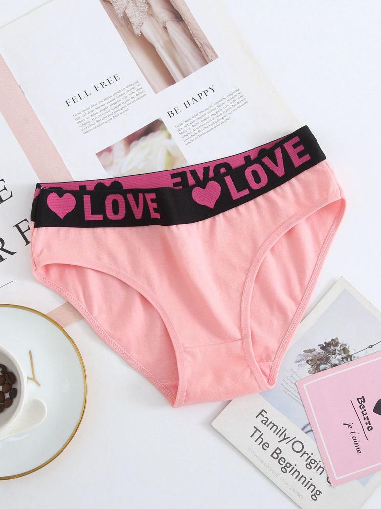 Female Spring Summer Sexy Lovely Love Letter Print Comfortable Elastic Band Low Waist Briefs